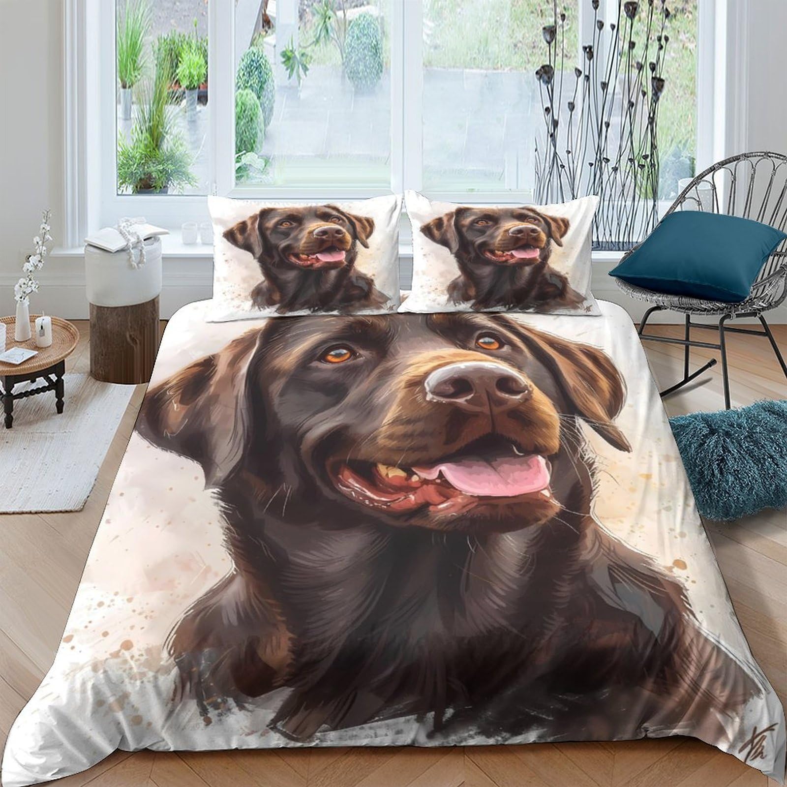 Ctjqhvkz Style-8 3D Printed Brown Labrador Dog Fitted Sheet Microfiber Soft Bed Cover For Bedroom Dorm Mattress Protection Decor Single（135X200cm）