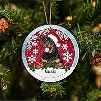 Vista 2 de Rottweiler - Adorno de Navidad personalizado para perro 2022, decoraciones colgantes de Navidad, adorno personalizado de Rottweiler, adorno