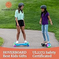 Vista 5 de Hoverboard con altavoz de música, ruedas LED de 6.5 pulgadas, luces de auto equilibrio, alcance máximo de 5/6 millas y 6.2 mph alimentado por motor