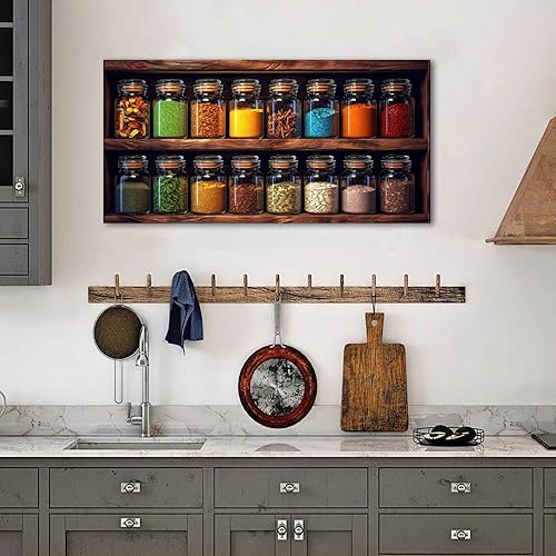 Miniatura 2 de Arte colorido para pared de cocina, tarro de albañil, decoración de pared, pinturas rústicas de especias, alimentos, impresiones rústicas de