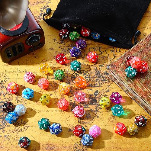 Miniatura 4 de Skylety Juego de 200 dados poliédricos con 1 bolsa negra, 20 dados de colores a granel multicolor para juegos de mesa, reunión, juegos de rol,