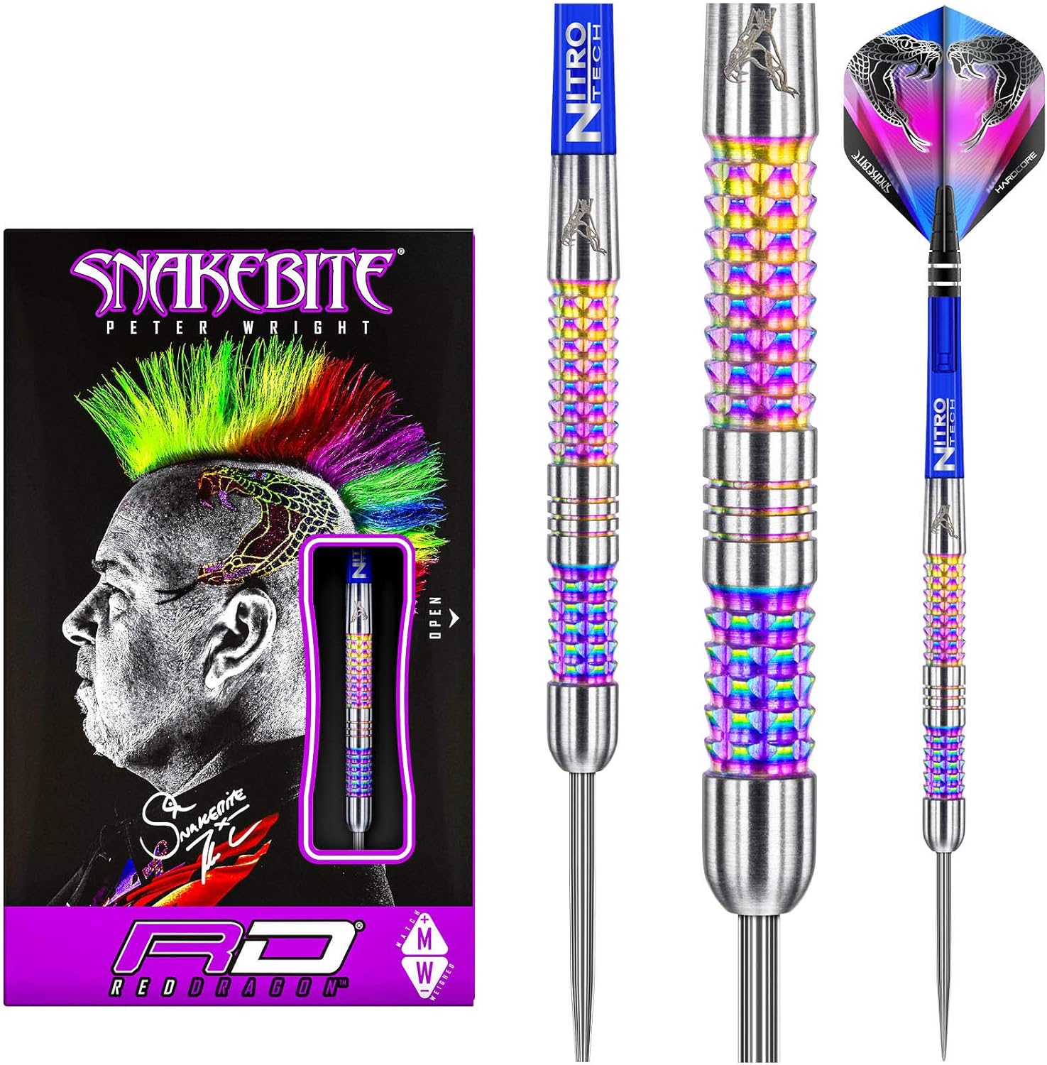 RED DRAGON Peter Wright Snakebite Rainbow Mamba 22g or 24g Tungsten