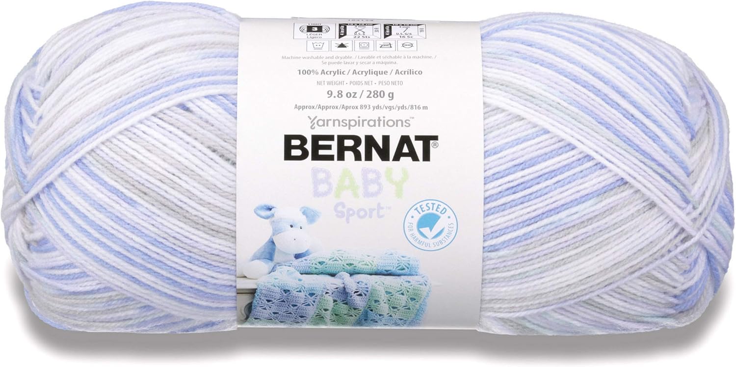 Bernat Baby Sport Big Ball Ombre Yarn, 9.8 oz, Gauge 3 Light, 100% Acrylic, Funny Prints