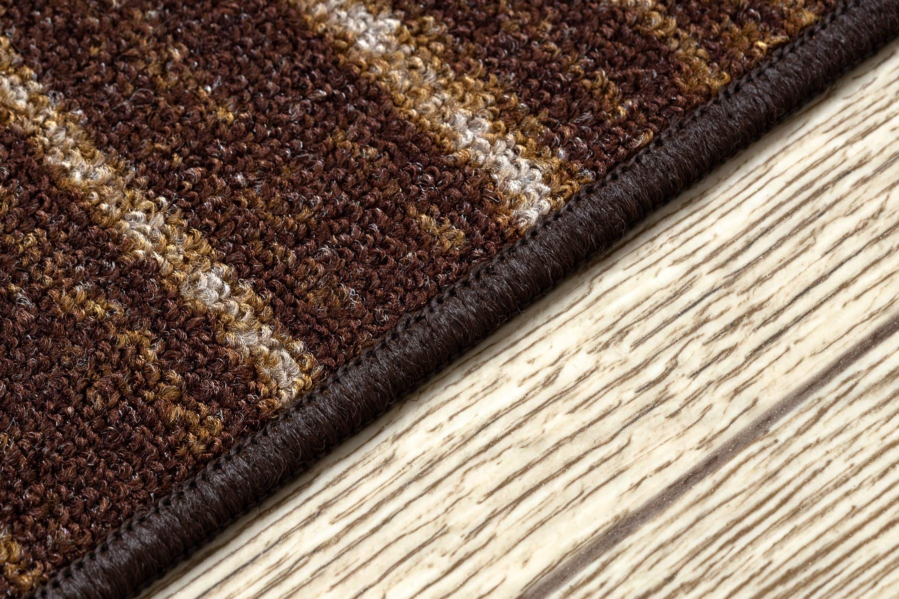 rugsx Antirutsch Teppichläufer Streifen - moderner Kurzflor für Küche, Flur & Wohnzimmer, Meterware, braun 67x170 cm