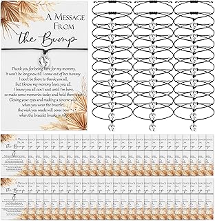 Thyle 50 Set Boho Baby Shower Favors for Guests Adjustable Bracelets with Message from