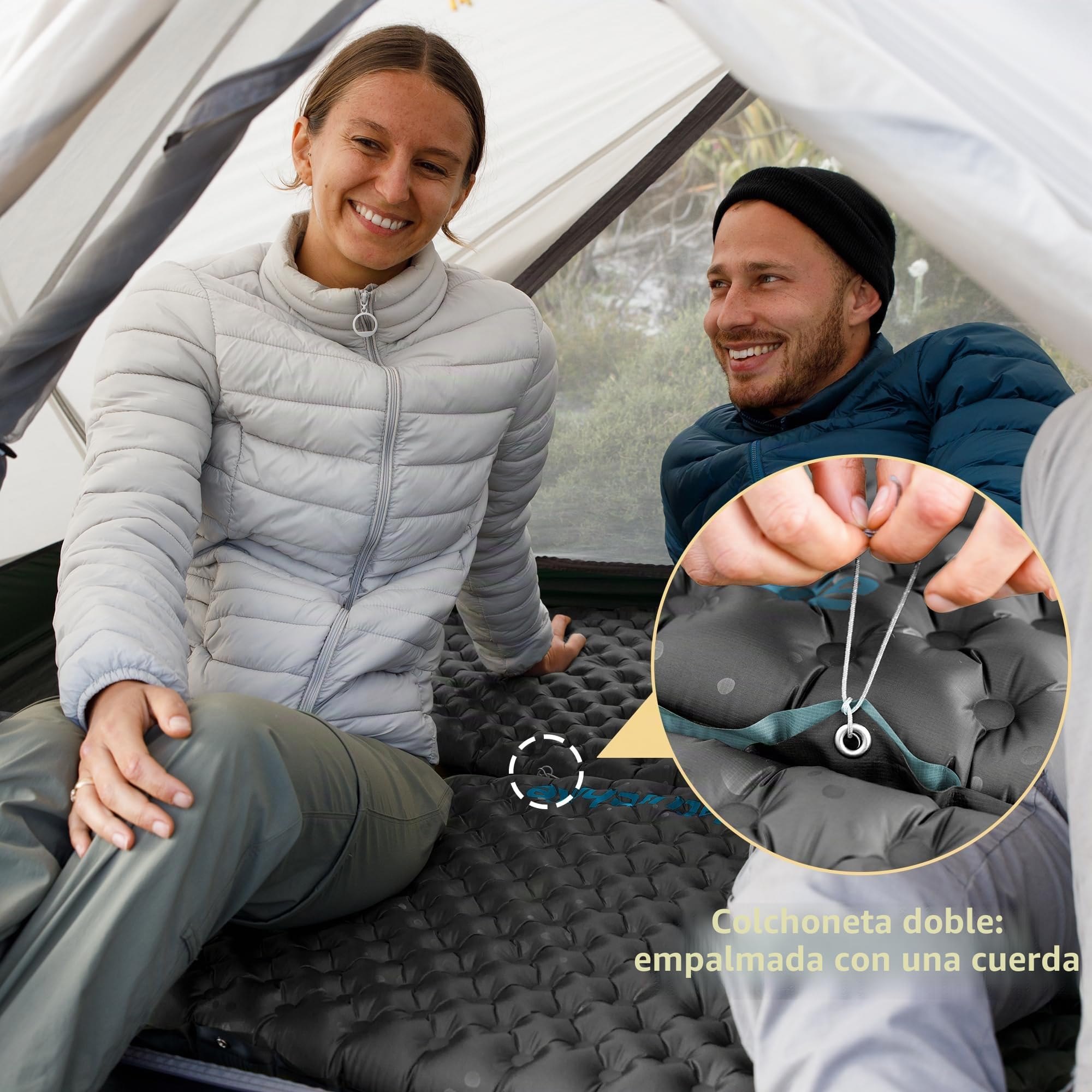 Naturehike Thermal 3,5R - Colchón de camping, 4 estaciones (-6 ℃), ultraligero, colchón hinchable para camping, con cojín, para senderismo, senderismo, tienda de campaña, mummy/183 x 58 (negro)