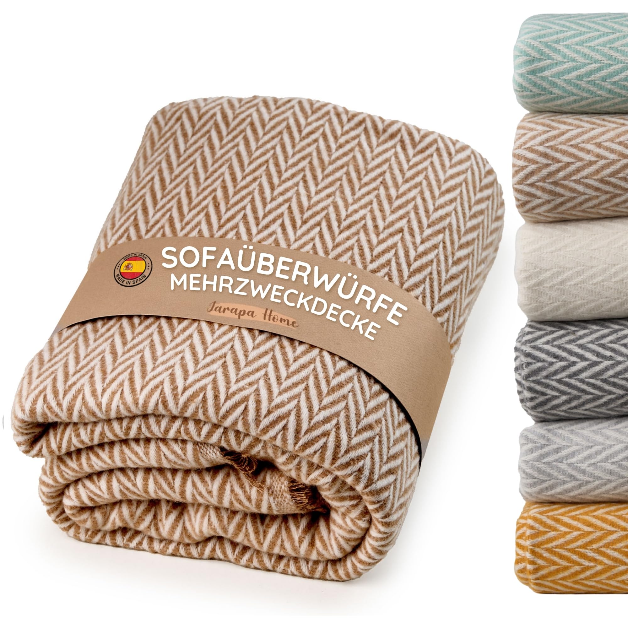Tagesdecke Sofadecke - Warme Decke für Bett oder Sofa | Hochwertige und kuschelige Baumwolldecke, weich, warm und atmungsaktiv für das ganze Jahr | Ideal für Wohnzimmer (Beige, 130x180 cm)