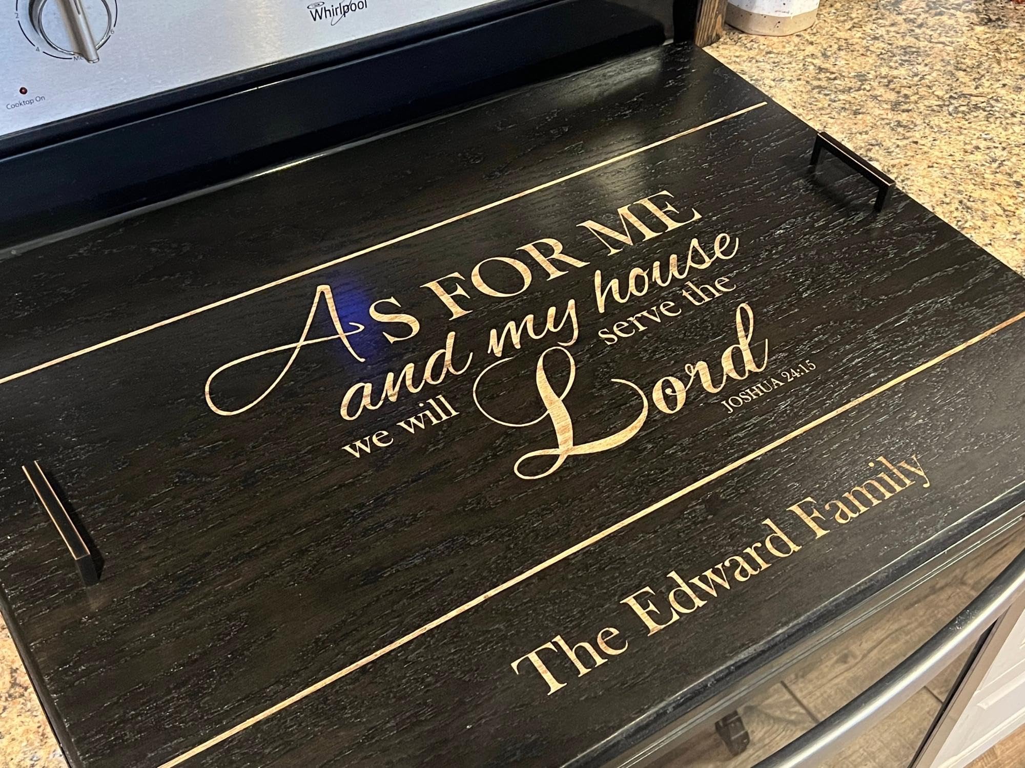 Stove top covers for electric stove/Personalized Christmas Gift/Burner Guard/Stove Top Cover/Noodle Board/Wooden/Scripture Verse As for me and my House with Family Name Laser Engraved