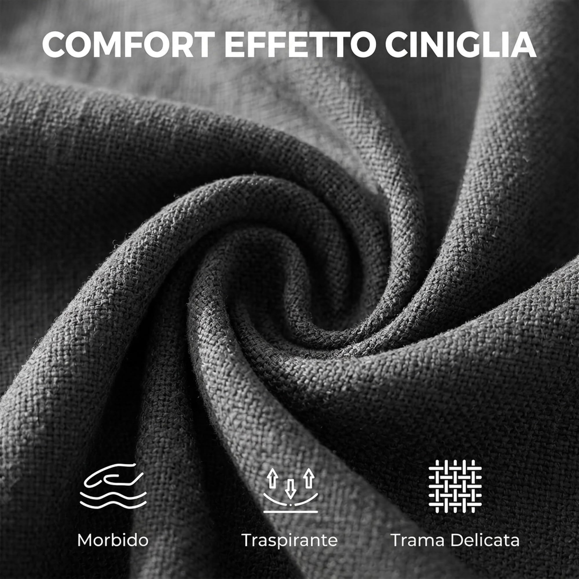 HOMCOM Poltrona Salotto Imbottita in Ciniglia, Stile Moderno di Metà Secolo