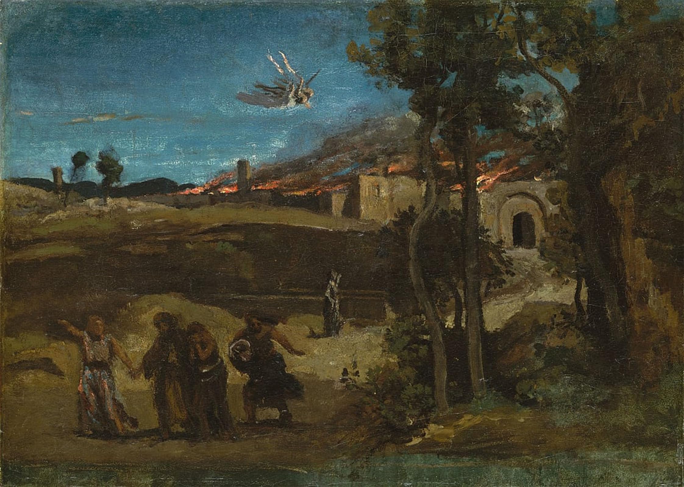 Serendipitp No Frame Retro Picture Poster Wall Art Pictures Painting Study For The Destruction Of Sodom By Jean Baptiste Camille Corot Wall Art Canvas Print For Wall Decor 60X90cm