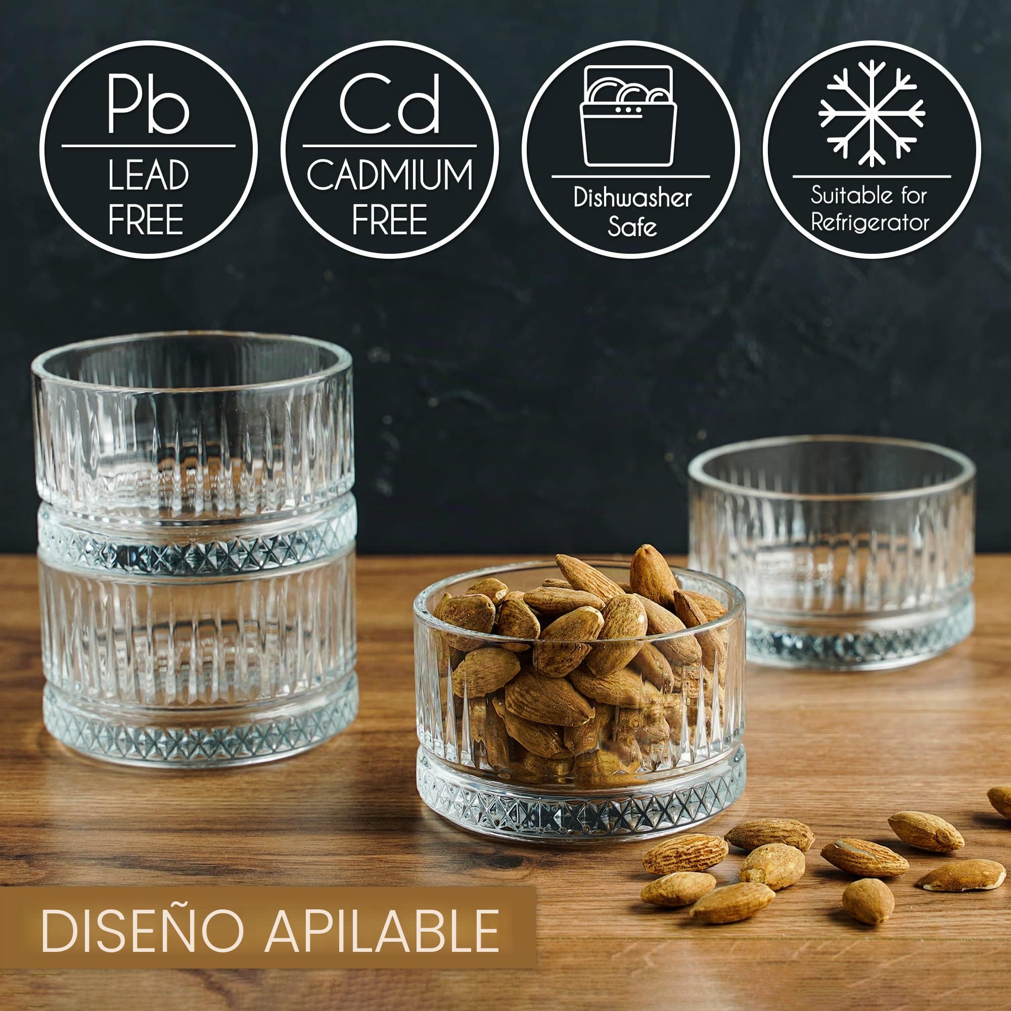 Crystalia Premium Cuencos para Postres Cristal, 100% SIN PLOMO Cuenco de Helado de Vidrio, Cuencos de Postre, Sundae Trifle, Fruta, Cuenco de Cristal Decorativo, Copas Postre Cristal, Cuenco Natillas