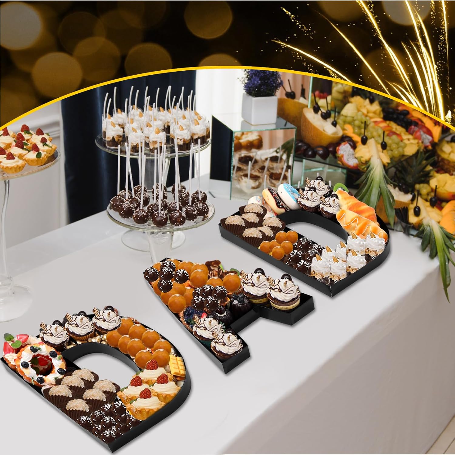 Mifoci 13.7" Dad Plastic Letter Set for Charcuterie Father's Day Party Birthday Gift and Anniversary Black Fillable Box Mache Chocolate Candy