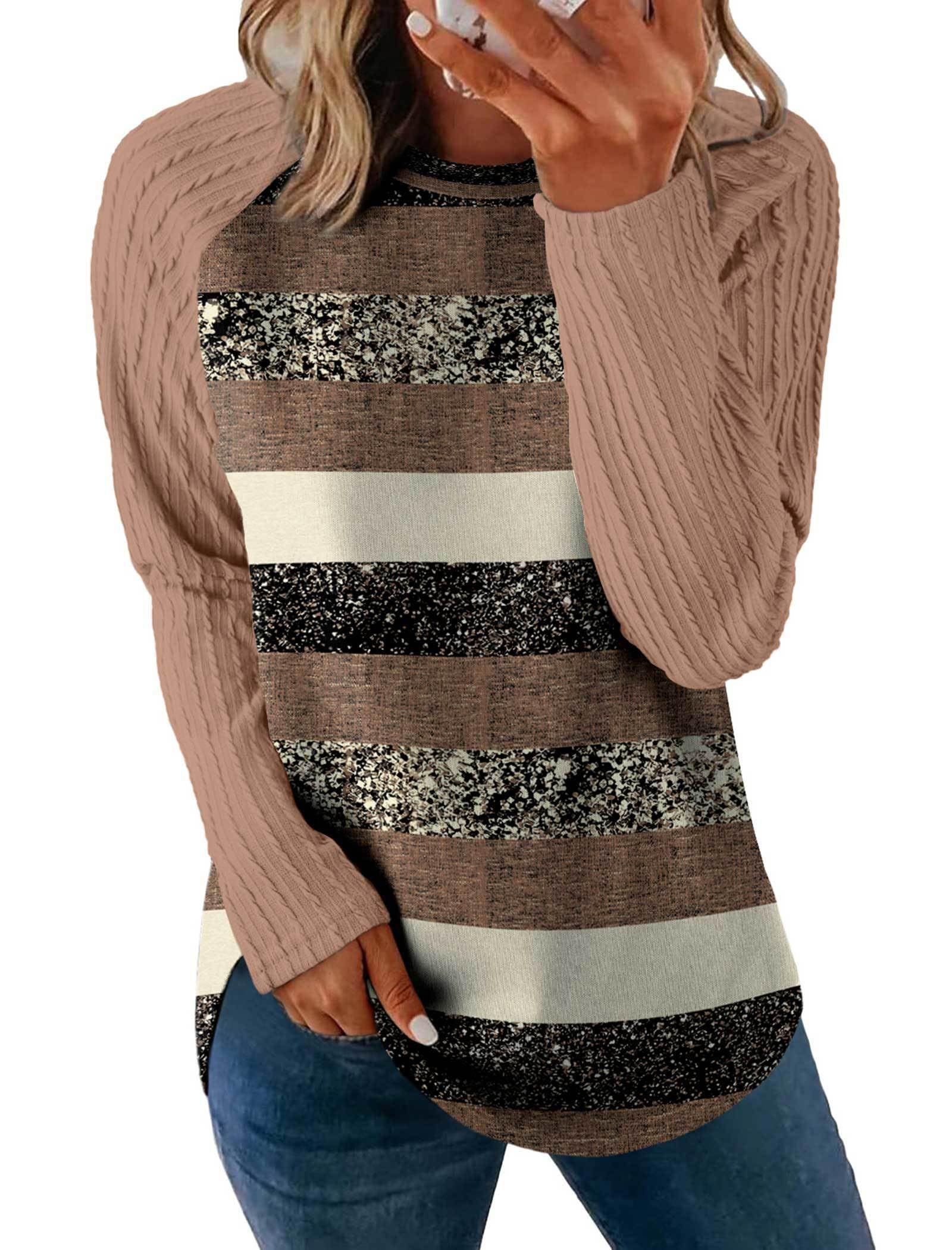SAMPEEL Sweatshirt for Women Long Sleeve Shirts Crewneck Sweaters Fall Fashion Outfits 2025 Trendy Tunic Tops Plus Size