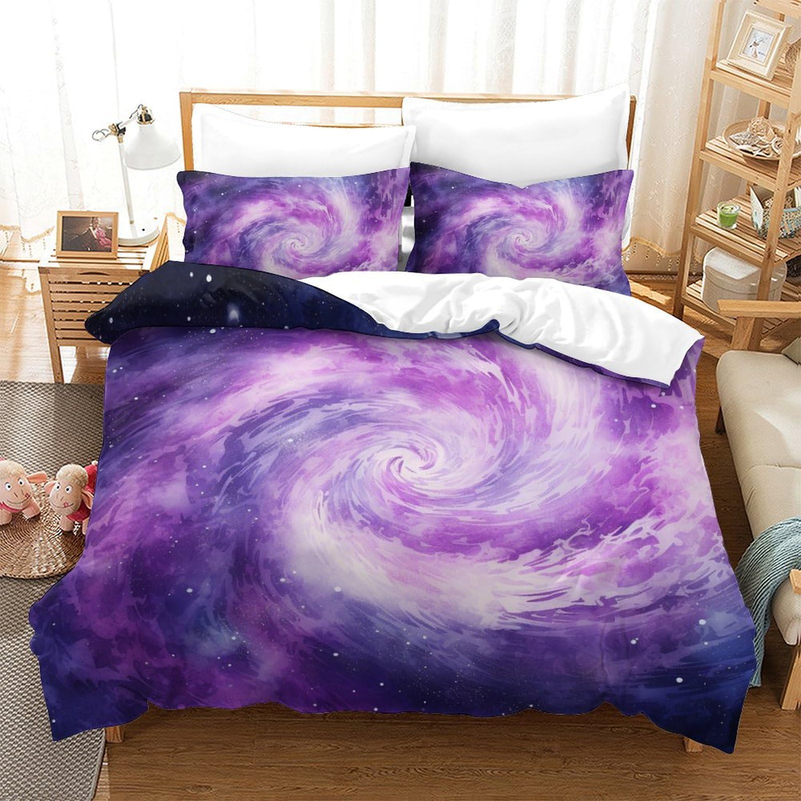 Housse de couette en microfibre supérieure impression 3D galaxie lit king
