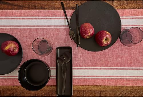 Miniatura 5 de Solino Home Camino de mesa de lino a rayas de 72 pulgadas de largo, 100% lino puro de 14 x 72 pulgadas, rojo y blanco, camino de mesa de comedor