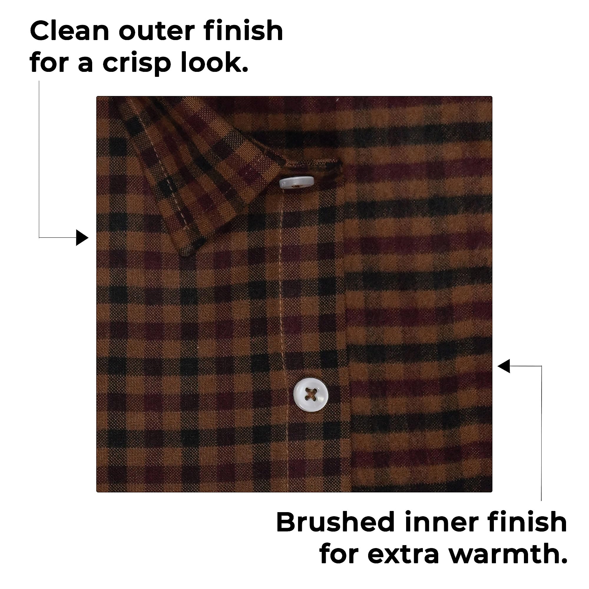 GHPC Cottswool Winter Wear Woolen Gingham Checked Full Sleeves Regular Fit Formal Shirt for Man (Multicolor, CW230853_46) 2
