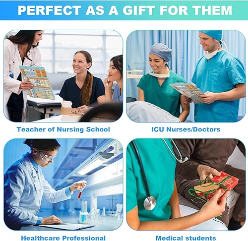 Miniatura 8 de Portapapeles de enfermería triple plegable, 3 capas de aluminio para enfermeras con edición de enfermería, hojas de trucos, tamaño de bolsillo