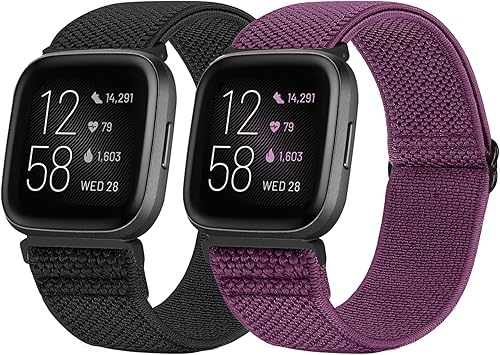 Miniatura 2 de Compatible con Fitbit Versa 2 bandas para mujeres y hombres, correa deportiva de nailon trenzado elástico transpirable para Fitbit VersaVersa 2Versa