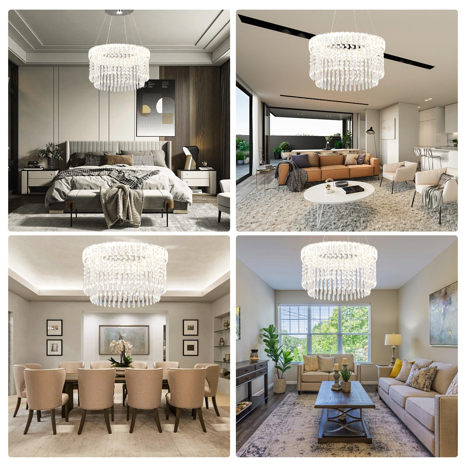 Lampadari moderni di cristallo Lampadario di lusso a goccia 45cm sospensione con montaggio ad incasso Illuminazione lampadario a soffitto per sala da pranzo soggiorno cucina isola