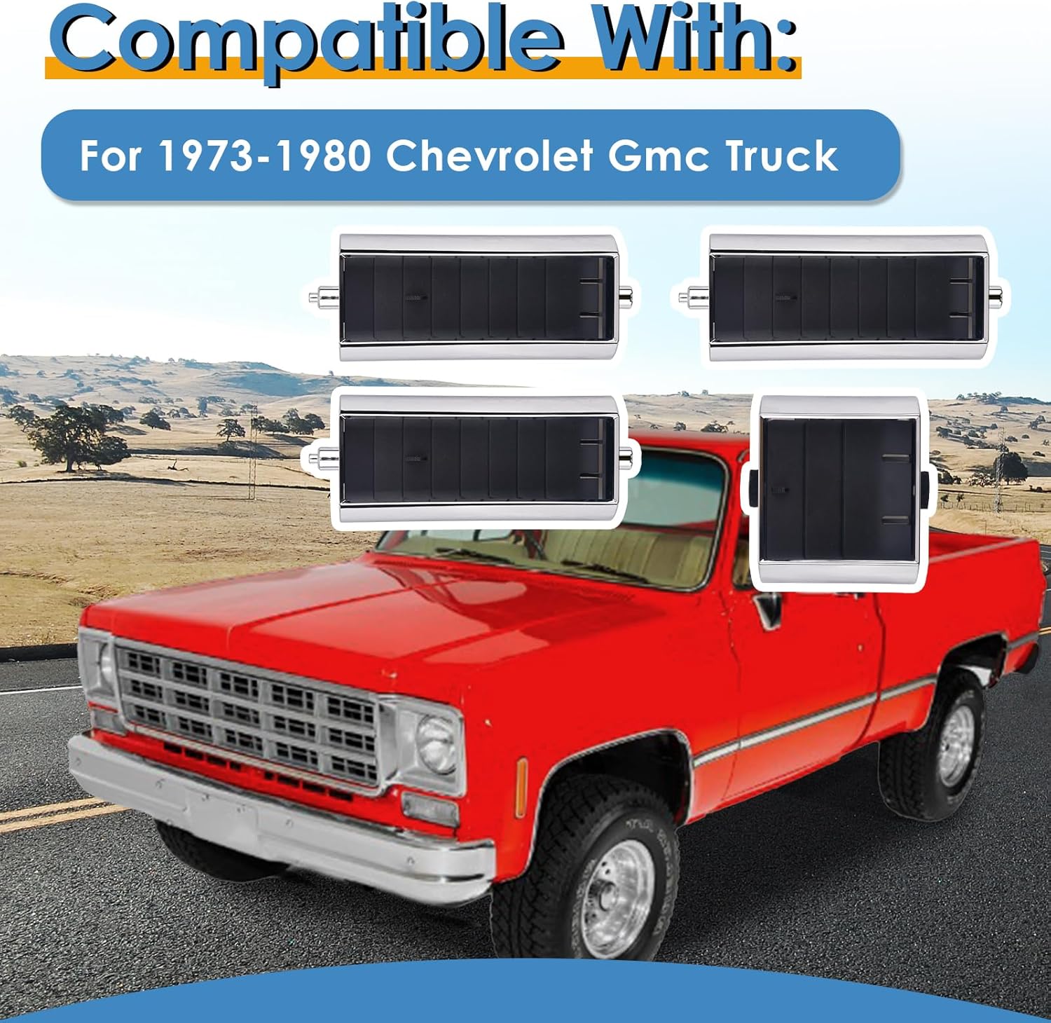 A/C Dash Vents SET, 4 PCS, Fit for Chevy Gmc TRUCK 1973 1974 1975 1976 1977 1978 1979 1980, Replace OE# 3979751 & 14014536