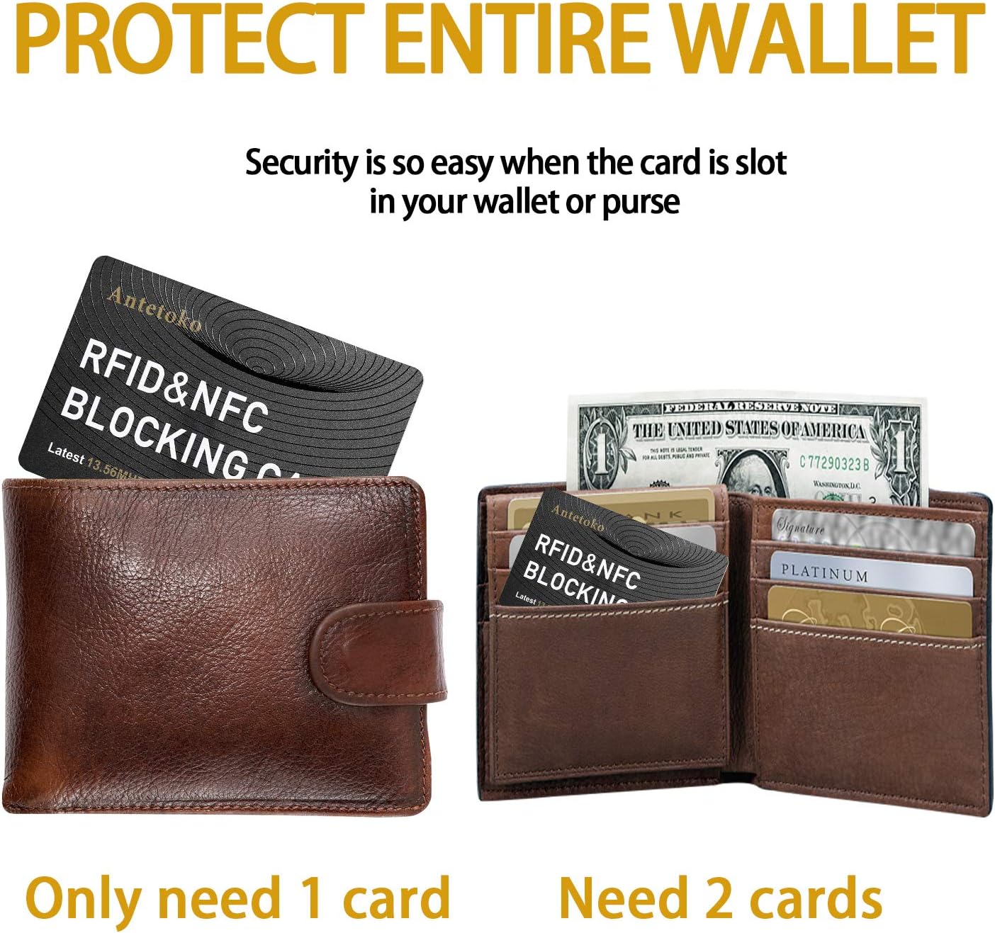 RFID Blocking Card | NFC Contactless Cards Protection | Protect Your Entire Wallet | No More Need for Single Sleeves | for Men or Women, Credit Card Holder, Wallets or Passport (White)