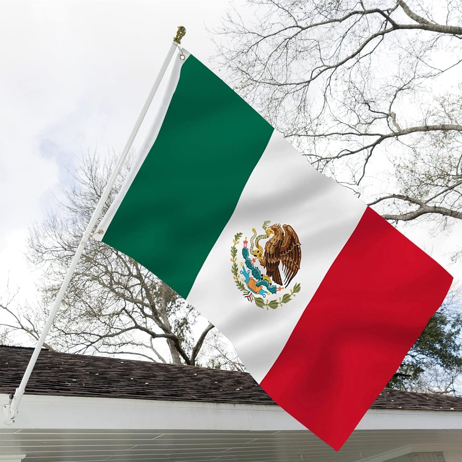 Embroidered Mexico Flag Double Sided Mexicana Flag for Outdoors 3 Ply 340D Heavy Duty Polyester and Durable Canvas Header