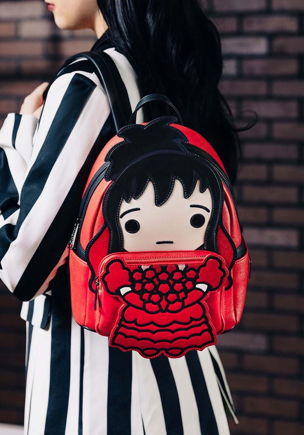 Loungefly Beetlejuice Bride Lydia Mini Backpack - Chibi Lydia Deetz Red Wedding Dress Fashion Bag