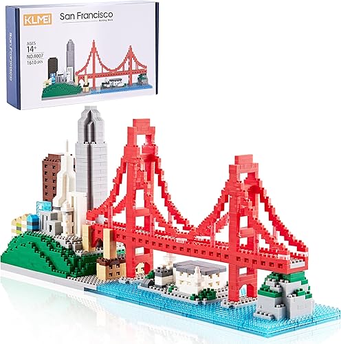 Juego de micro bloques de construcción para adultos, modelo de arquitectura de puente Golden Gate de San Francisco, modelo de horizontes, mini
