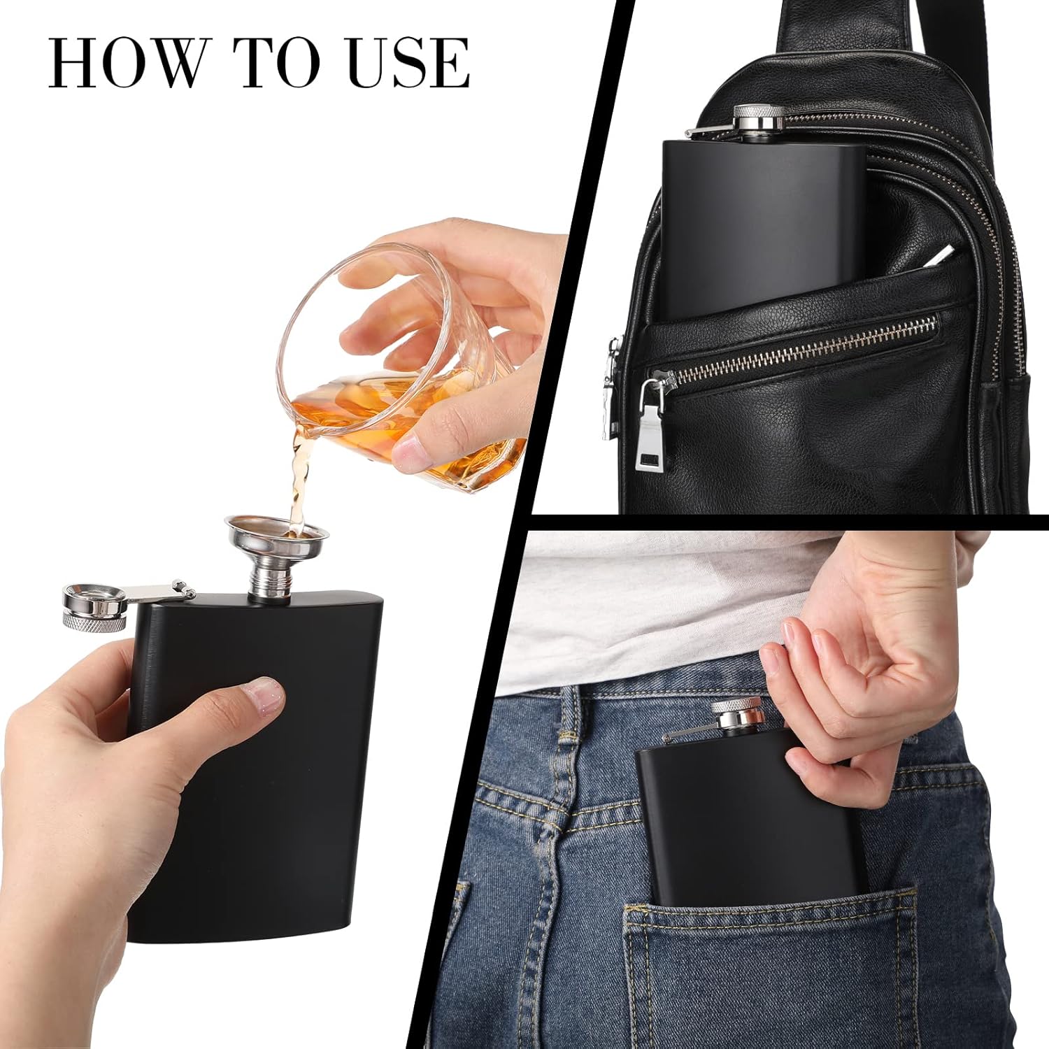 Hoolerry 30 Pieces Hip Flasks Set Stainless Steel Liquor Flask with Funnel Metal Leak Proof Flask Pocket Whiskey Flasks for Men Women Bridesmaid Wedding Party Supplies (Matte Black, 8 oz) - Image 5