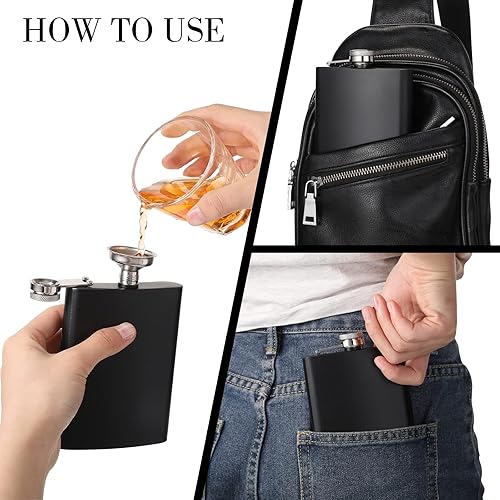 Miniatura 5 de Hoolerry Juego de 30 frascos de cadera de acero inoxidable con embudo de metal a prueba de fugas, para whisky para hombres y mujeres, dama de honor,