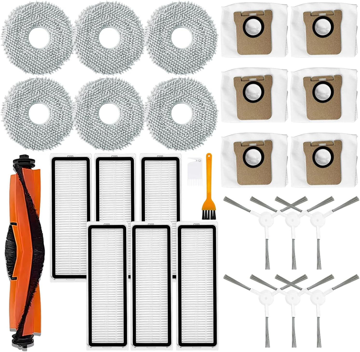 25 PCS parts Compatible with Xiaomi Mijia Omni 2 C102CN / B101CN / B116CN / X10+ Plus Parts Accessories Main Side Brush Hepa Filter Mop Dust Bags