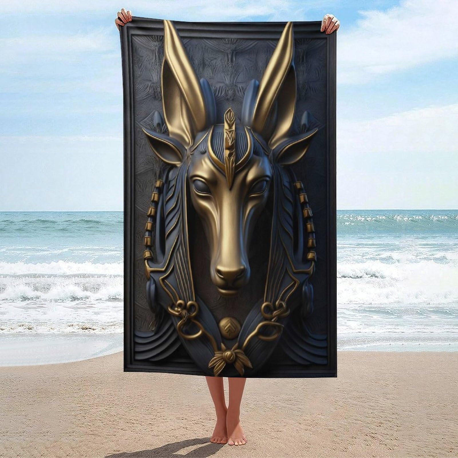 Serviette de plage séchage rapide Anubis contre le sable collant