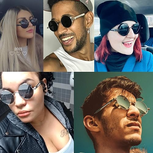 Miniatura 5 de Dollger Gafas de sol vintage Steampunk retro con marco circular redondo de metal