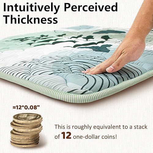 Miniatura 4 de Tapete de juego para bebé, 50 x 50 pulgadas, tapete grueso de espuma suave para bebé, plegable y lavable para suelo (hoja verde)