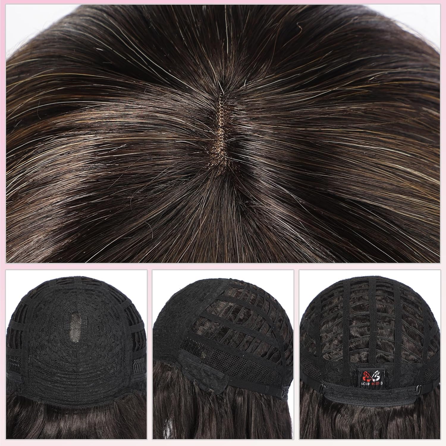 Long Blonde Mixed Black Wig with Bangs for Women, 26 Inch Long Curly Lace Wig Natural Looking Heat Resistant Synthetic Wig for Daily Party Use?#HL613/627?