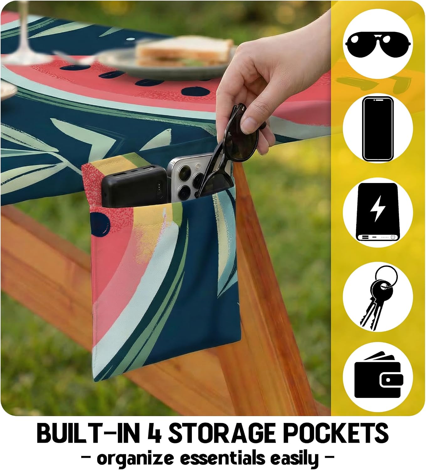 Picnic Table Cover with Bench Covers Camping Essentials Waterproof Windproof Fitted Tables and Seats Set Patio Outdoor Must Haves Stuff Tablecloth Rv Owner Camper Overlanding Activities Gadgets Kit