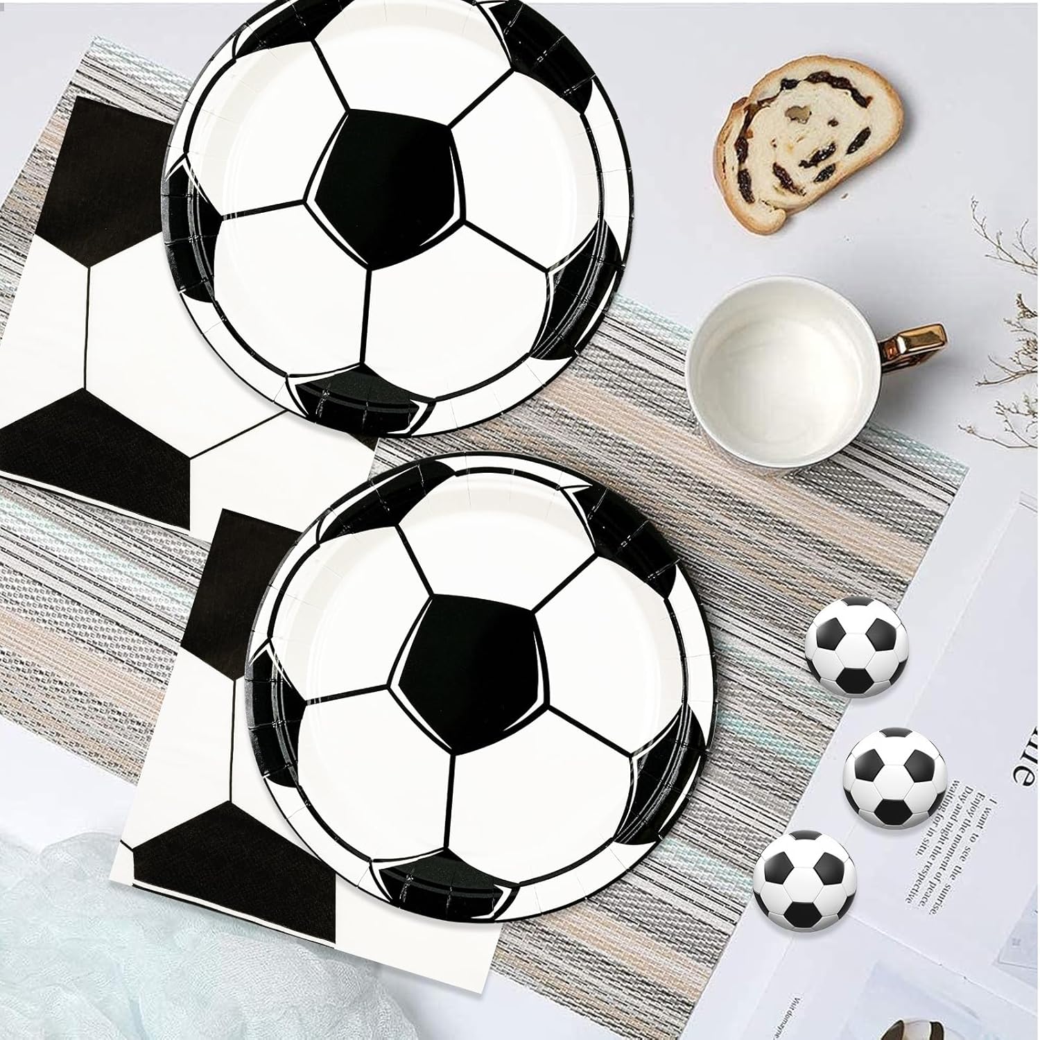 50PCS Soccer Plates and Napkins Party Decorations, 7inch Disposable Soccer Themed Birthday Paper Plates and Napkins Tableware Set Sports Party Supplies for Birthday Baby Shower Game Favors - Image 2