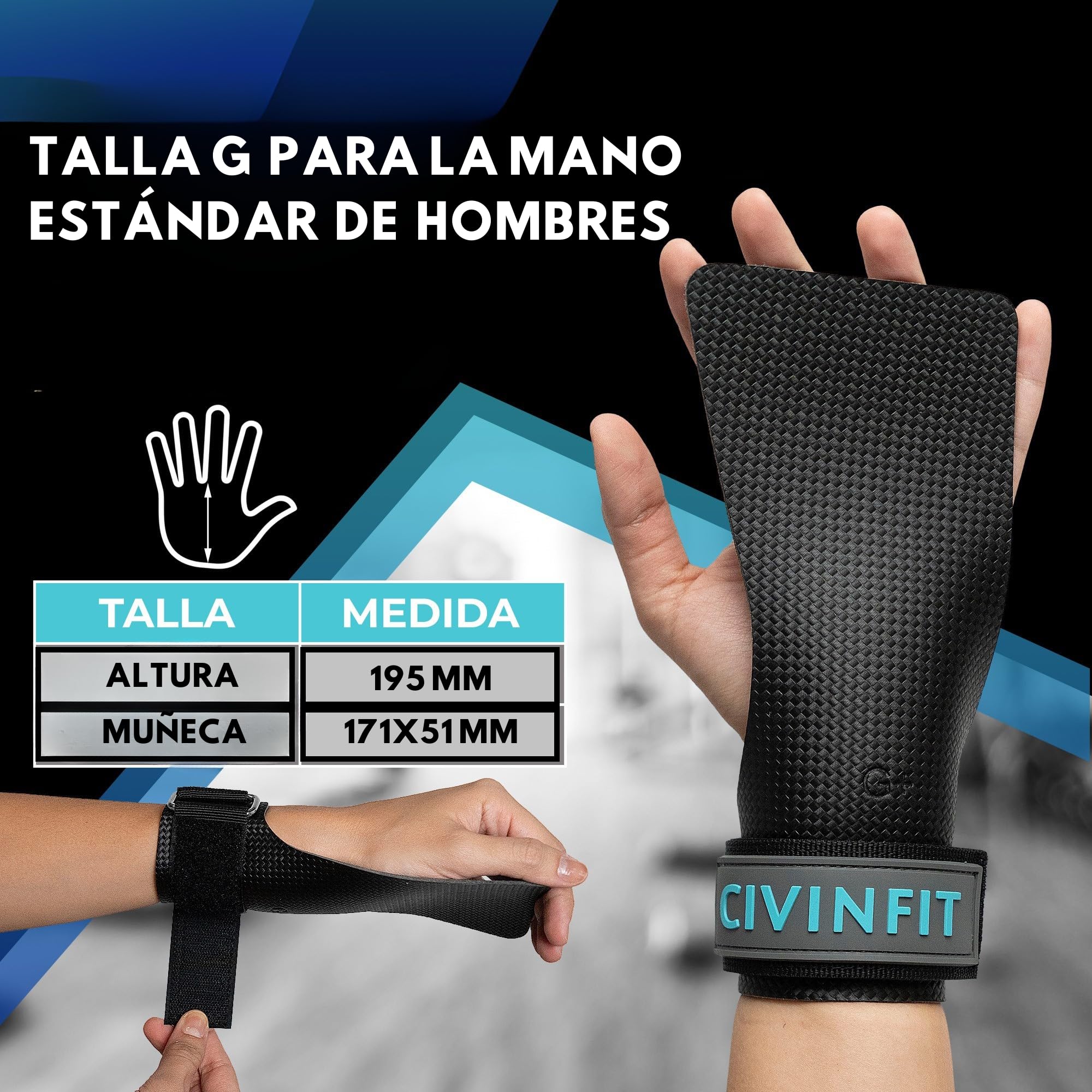 Calleras Crossfit Fibra de Carbono Hand Grip Sin Agujeros Protección Manos Muñequeras Guantes Gym