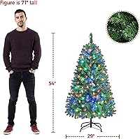 Vista 111 de Yaheetech 7.5ft Pre-lit Spruce Artificial Christmas Tree Snow Flocked Hinges Tree with 550 Multicolor LED Lights & 1284 Branch Tips & Metal Stand