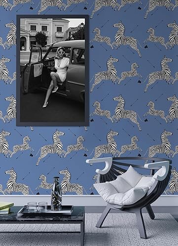 Miniatura 3 de Scalamandre Azure Zebra Safari - Papel tapiz para despegar y pegar, color azul