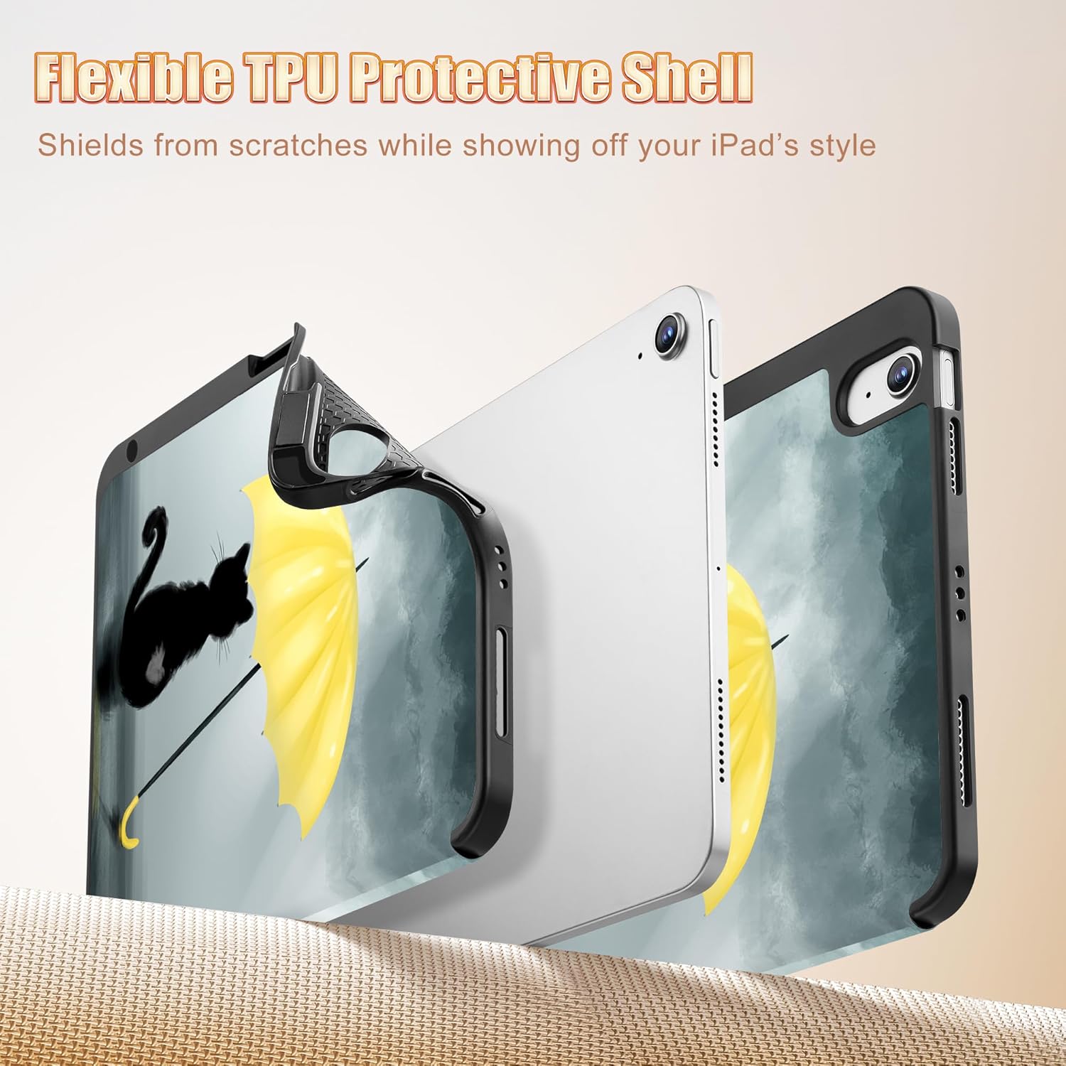 Tuiklol Case for iPad Air 11 inch 2026 M4/Air 11 inch 2025 M3/Air 11 inch 2024 M2/iPad Air 10.9 inch 2022 2020 with Pencil Holder,Slim Protective Trifold Stand Tablet Cover, Cat