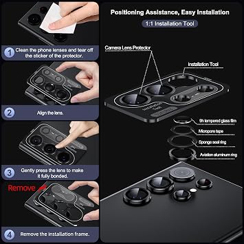 WSKEN Samsung Galaxy S24 Ultra 5G Camera Lens Protector, [Hold Original Shooting] Unbreakable 9H Tempered Glass Camera Screen Protector Metal Ring Cover Film Accessories