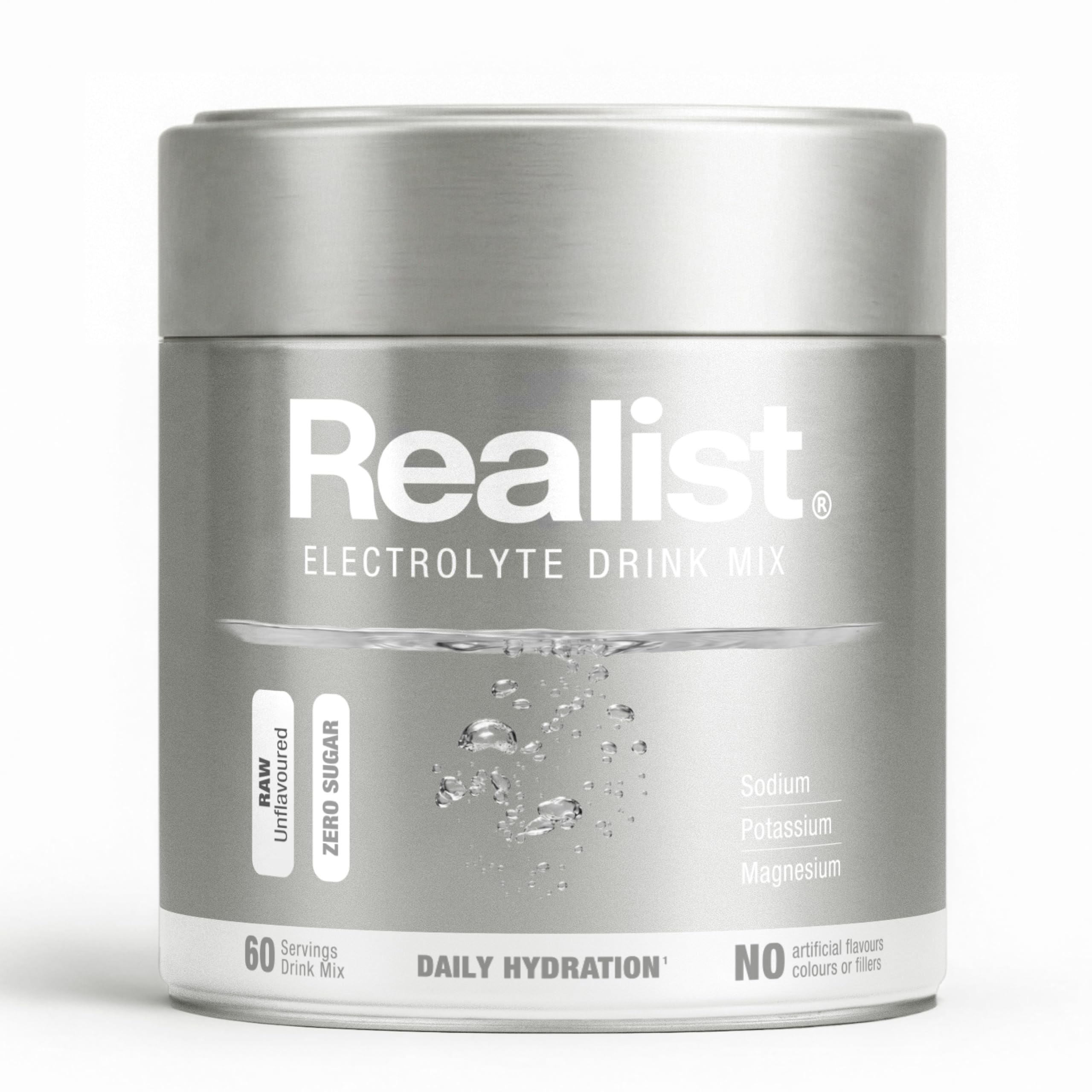 REALIST® Elektrolyte Ohne Zucker [60 PORTIONEN] Elektrolyt Pulver | DAILY Electrolytes Sugar Free, für Sport, Alltag und Hitze - Natrium, Kalium und Magnesium (Ohne Geschmack & Süßstoff)