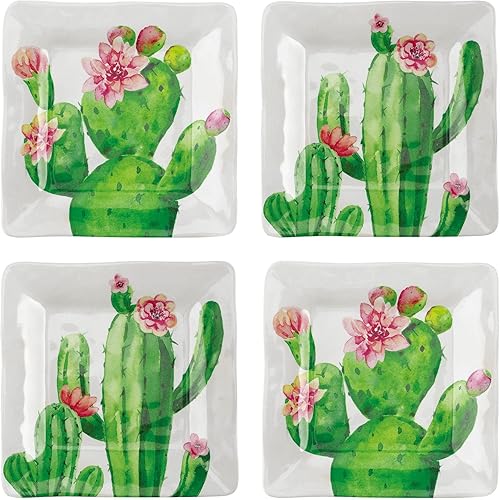 Miniatura 6 de Supreme Housewares Platos de postre de melamina de 4 piezas, platos llanos, platos pequeños para servir, platos de fiesta, platos cuadrados para