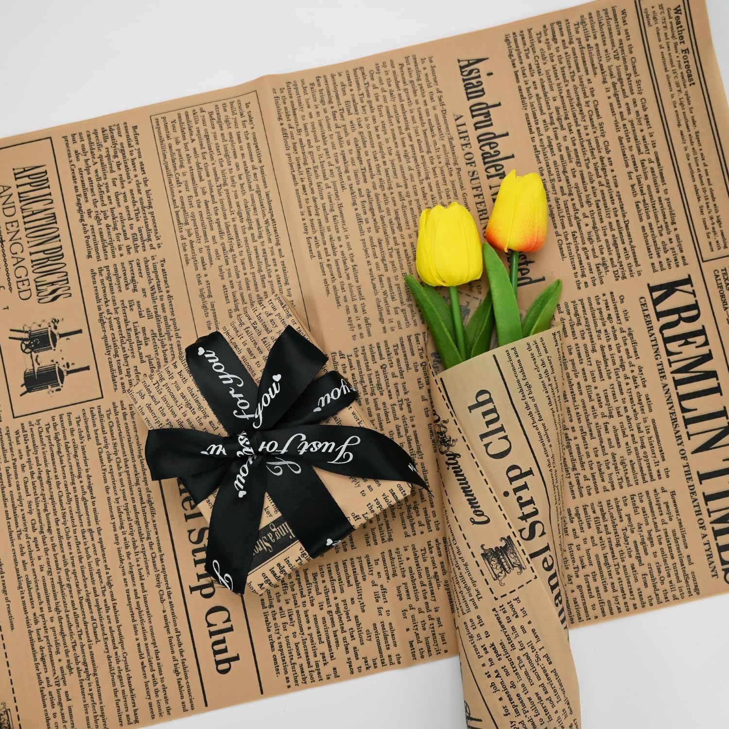 100 Sheet Vintage Newspaper Wrapping Tissue Paper 14”x20” Recyclable Packaging Bag for Wedding Birthday Showers Art Craft Party Favor Decoration