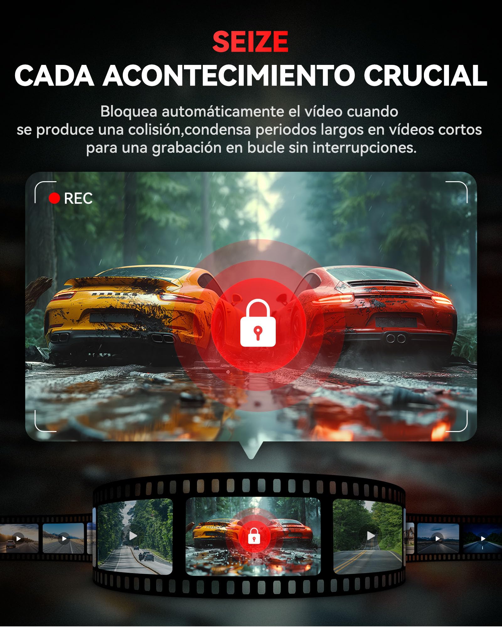 REDTIGER F4 4K Front 2.2-Inch Mini Dashcam Cámara Coche, 2160P UHD Touchscreen, Voice Control, Built-in 32GB Card, Night Vision, GPS, WiFi App Control, Loop Recording, 24-Hour Parking Surveillance
