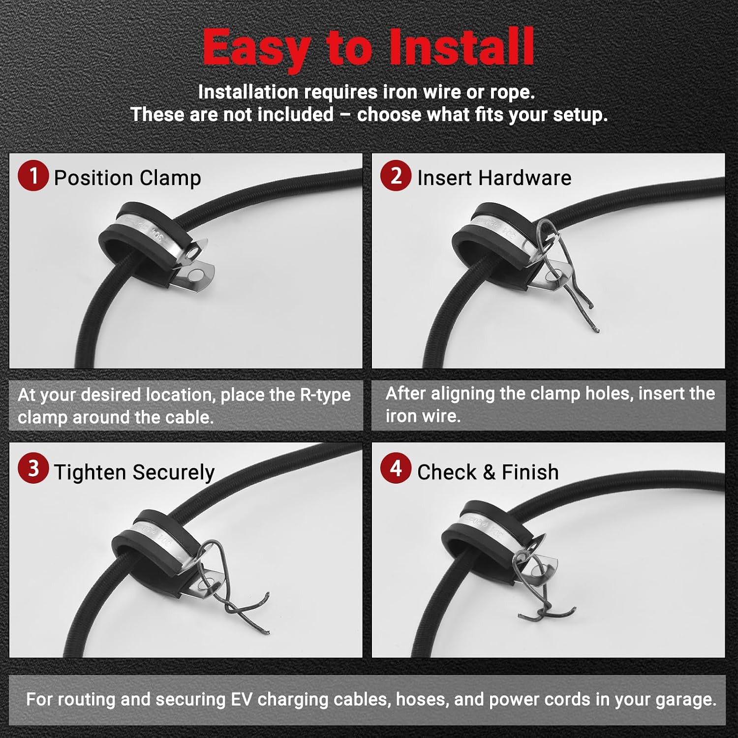 Wayona EV Charger Holder Cable Retractor, Wall Mount for Tesla&Universal EV