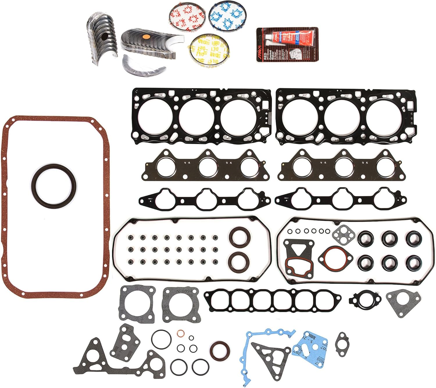 Evergreen Engine Rering Kit FSBRR5016EVE Compatible With Mitsubishi Montero & Sport 3.0 6G72 Full Gasket Set, Standard Size Main Rod Bearings, 0.50mm / 0.020" Oversize Piston Rings