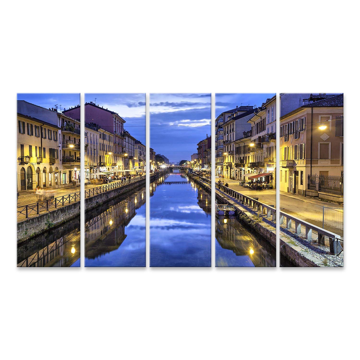 islandburner Quadro su tela Naviglio Grande Canale Serata Milano Italia da parete poster stampa immagini