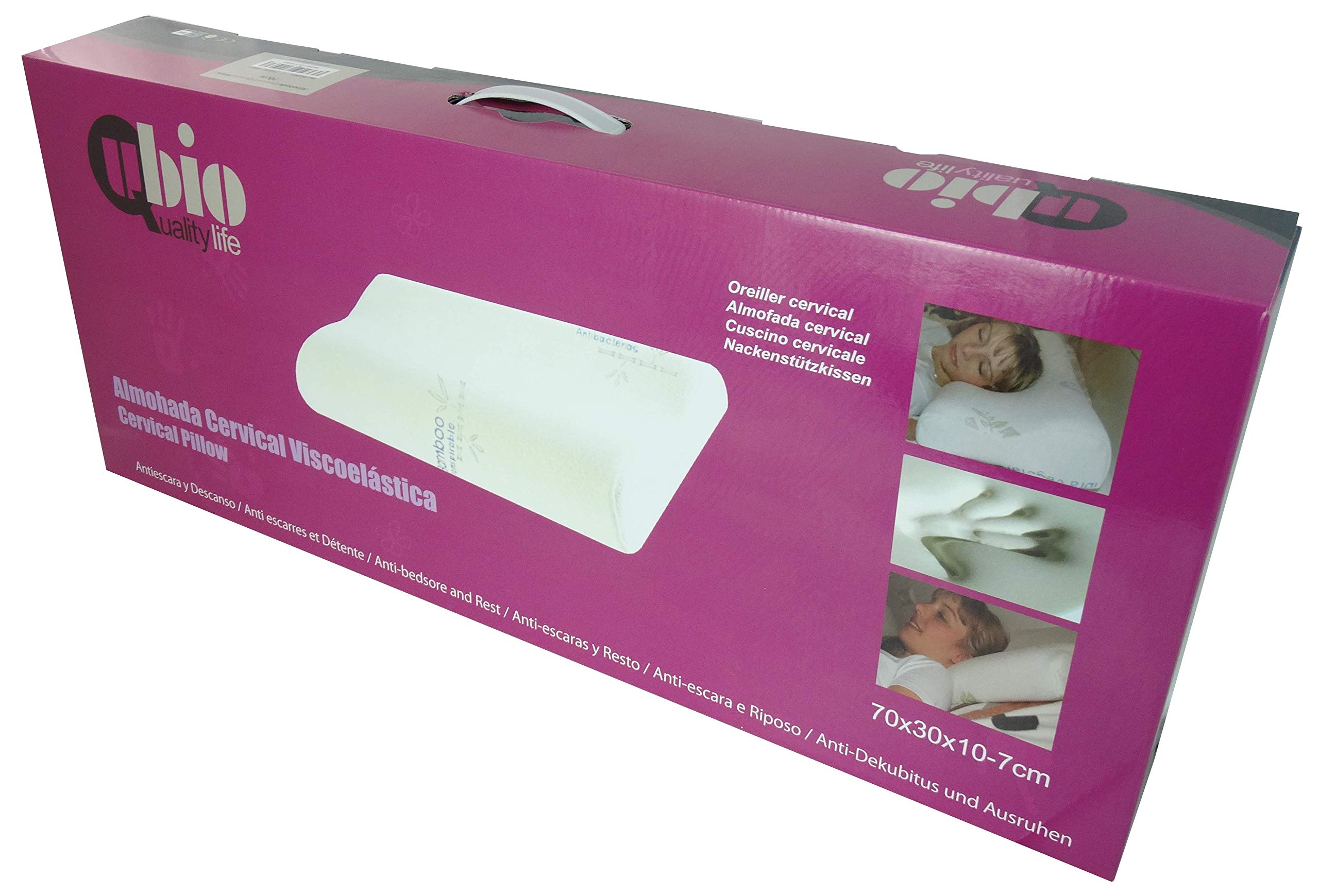 Ubio Almohada Cervical Viscoelástica con Funda de Bambú - Medidas 50x30x10cm - Anatómica y Antibacterial - Máximo Confort - Almohada Ortpédica, Ergonómica, Desenfundable - Fabricada en España